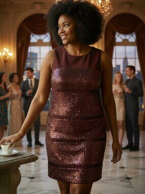 Ivy & Blu Maggy Boutique Burgundy Sequined Dress